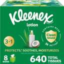 Kleenex Lotion Facial Tissues with Coconut Oil, 8 Cube Boxes, 80 Tissues Per Box, 3-Ply (White)