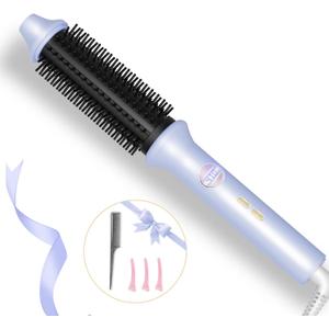 Thermal Brush, 1.26 Inch Curling Iron Brush with 10 Adjustable Heat Settings, Dual Voltage for Travel, Easy to Create Curling, Smooth Hair, Less Frizz (Blue)