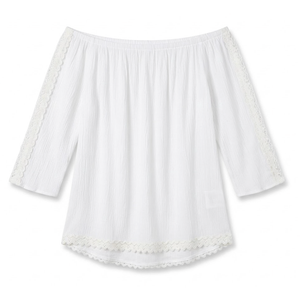 Ammiko 2025 Women's Short Sleeve Tops Frenchy Summer Shirts Lace Crewneck Casual Waffle T-Shirts Knit Jacquard Blouses White Small