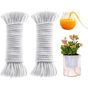 ORIMERC 100 feet 1/4 inch Self Watering Rope Capillary Wick Automatic Waterer for Potted Plant Vacation Holiday Flower Sitter Hydroponic Passive Wicking Cord String Indoor Outdoor Garden System Device