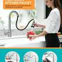 Kicimpro Kitchen Faucet with Pull Down Sprayer, Zero Leakage 3 Hole Brushed Nickel RV Kitchen Sink Faucet with Water Line, NSF Certified Lead-Free 304 Stainless Steel Touchless Kitchen Sink Faucets