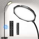 Floor Lamp, 18W Bright LED Floor Lamps for Living Room with Diamond-Surface, Stepless Adjustable Colors & Dimmer Standing Lamp with Timer, Remote & Touch Control, Reading Lights for Bedroom, Office (Black)