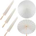 SAYAYA 3 Pieces 33 Inches Large White Paper Umbrellas Parasol Decorative Chinese Japanese Parasol Rainproof Oiled Paper DIY Painting Umbrellas for Wedding Bridal Showers Party Decor (3 PCS)