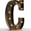 Pooqla Vintage Light Up Marquee Letters with Lights Illuminated Industrial Style Lighted Alphabet Letter Signs - Coffee Bar Apartment Bedroom Wall Home Initials Decor A-Z