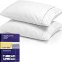 THREAD SPREAD 100% Egyptian Cotton Pillowcases Queen Size Set of 2 - Luxury 2000 Series Standard/ Queen Pillow Cases, Soft Cooling Sateen Weave, Envelope Closure Hotel Style (21” x 32”, White)