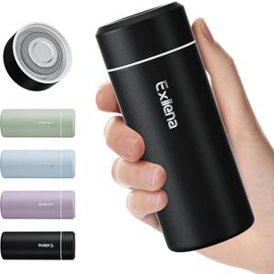 UpgradedExllena Small Insulated Water Bottle 8 oz/250ml Mini Insulated Water Bottle for Hot & Cold Drinks, Perfect Small Water Bottle for Travel, Purse...(Black)