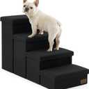 Dog Stairs with Storage, 4-Step Wider Sturdy Dog Steps for Small/Medium/Large Dogs and Older Cats, Folding Doggie Ramp for Bed/Couch/Car Hold Up to 180 lbs (22" H, Black)