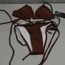 Zuvebamyo Women's Two Piece Bikini Swimsuit Sexy Ribbed Triangle Top Bathing Suits String Cheeky Bikini Sets Size M