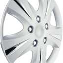 Custom Accessories 4-Pack 15" SGT-5 Wheel Covers, Replacement Hubcaps for Cars, Trucks, SUVs Silver/Chrome