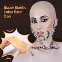 Bald Cap Halloween Makeup Kit, Latex Bald Wig Cap with Spirit Gum Adhesive & Remover for Woman Man Kids Professional Bald Cap Set for Cosplay,Sfx Halloween Costumes Party Theater look-with Instruction