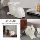 Big Rabbit Hand Carved Figurine - White Jade Big Easter Rabbit Statue Lifelike Carving, Ideal for Gifts for Rabbit Jade Enthusiasts