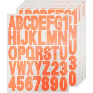 Starboling Letter Stickers,2 inch 8 Sheets Orange Alphabet Sticker,Self Adhesive Vinyl Letter Stickers Mailbox Numbers,for Arts Crafts Outdoor Sign Poster Mailbox Sign Doors Mailboxes Car Truck