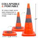 4 Pack 28 inch Collapsible Traffic Cones with LED Light, Safety Cones with Reflective Collars, Multi Purpose Pop Up Extendable Road Safety Cone by GUARDLEAD