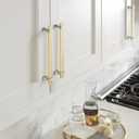 Amerock | Cabinet Pull | Brushed Gold/Satin Nickel | 6-5/16 inch (160 mm) Center to Center | Overton | 1 Pack | Drawer Pull | Drawer Handle | Cabinet Hardware