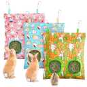UPINS 3 Hay Bag for Rabbits 2-Hole Hanging Hay Feeder Guinea Pig Hay Bags, Hay Feeder for Rabbits Chinchillas Hamsters Small Pets and Animals(Light Color)