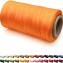 Flat Waxed Thread for Leather Sewing String Polyester Cord Stitching Bookbinding DIY Weave Craft (1.0mm 210D, Orange)