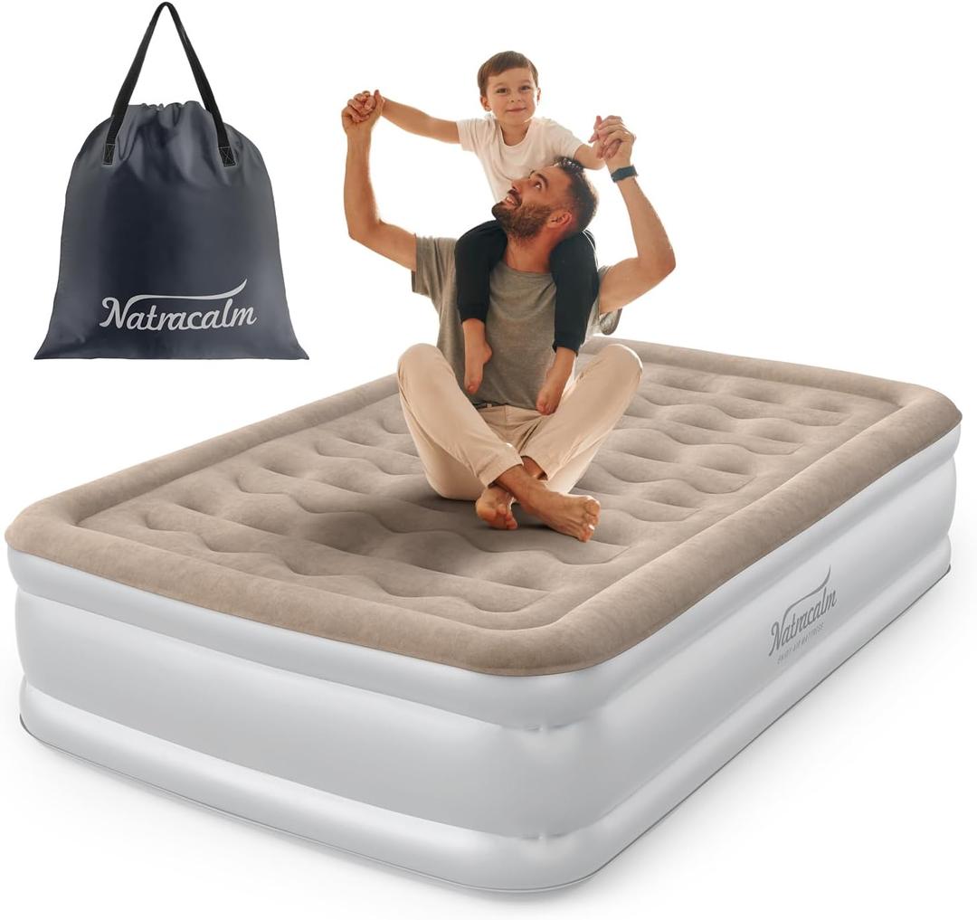 Air Mattress Full with Built in Pump, Inflatable Mattress, Blow Up Mattress Full in 3 Mins Inflation/Deflation, Air Bed for Camping & Guest, Colchon Inflable