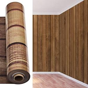 Jecery Wood Grain Tablecloth - 4.5x100 ft Western Themed Party Backdrop - Extra Large Wood Plastic Backdrop Sign for Rustic Wedding Decorations, Barn Themed Birthday Decor (Brown)