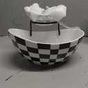 Miamolo Tiered Serving Bowls Chip and Dip Serving Set with Stand, Ceramic Appetizer Serving Dishes Platters and Trays for Parties Entertaining - Checkered Kitchen Decor (2-Tier Set (Large, Medium), Black and White Pattern)