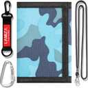 Kids Wallet for Boys Girls Teens Trifold, Canvas Toddler Wallet for Boys, Cute Zipper Wallets Youth with Coin Pocket and Card Holders, Novelty Wallets for Childrens Birthday Gifts (Camo blue suit)