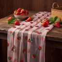 2 x Tegeme 2 Pcs Strawberry Table Runner 26 x 70 Inches Sequin Glitter Tulle Table Runner Pink Sequin Embroidery Sheer Lace Birthday Decor for Summer Party Baby Shower Home Kitchen Wedding
