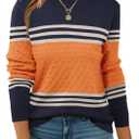 ZEAGOO Womens Sweaters Long Sleeve Tops Crew Neck Knit Pullover Sweaters Fall Fashion 2026 Dressy Casual Basic Clothes (Medium, Orange)
