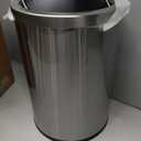 Mbillion Small Trash Can with Swing Lid 4 Gallons/15 Liter, Mini Trash Can with lid, Stainless Steel Cylindrical Garbage Can for Home and Office, for Ground and Desktop(Brushed Silver)