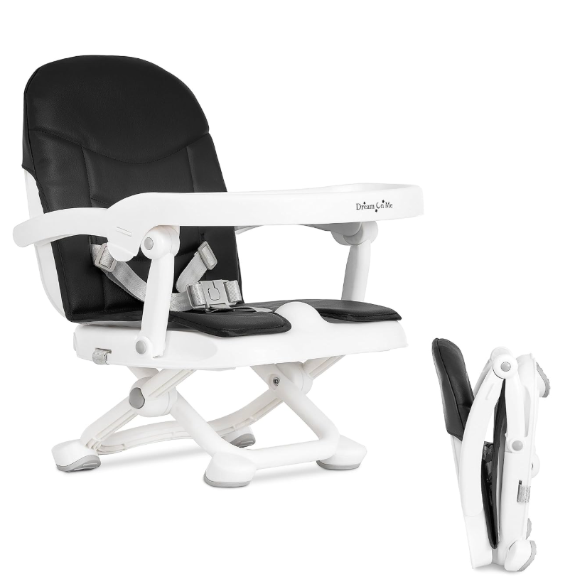 Dream On Me Munch N Go Booster Seat for Babies 636 Months, 3-in-1 Feeding, Floor & Table Seat, Adjustable 4 Heights, Lightweight Portable Design, 3-Point Safety Harness, Easy to Fold & Carry- Pink