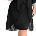 Plus Size Cocktail Dress - Elegant Chiffon Cape 3/4 Sleeves Glitter Evening Party Wedding Guest Dresses Women Formal 16 W, Bl