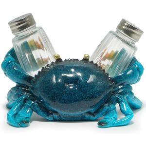 Hodao Sea Crab With Salt and Pepper Shaker Figurines Decoration Crab Set with Holder Figurine for Beach Bar or Tropical Kitchen Decor Table Decor By Home Gifts For Mom (Blue)