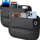 Car Seat Gap Filler, Universal Premium Leather Front Seat Side Organizer, Car Storage Box for Holding Phone, Sunglasses, Keys, Car Accessories fit Auto SUV Truck (Black, Driver's Seat) (1 Pack)