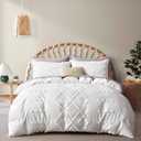 Oli Anderson Tufted Duvet Cover Queen Size, Soft and Lightweight Duvet Covers Set for All Seasons, 3 Pieces Boho Embroidery Shabby Chic Bedding Set (White, Queen, 90" x 90")