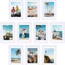 decorUhome 4x6 Picture Frame Set of 10, Display Photos 3.5x5 with Mat or 4x6 Unmatted for Picture Frames Collage Wall Decor, White