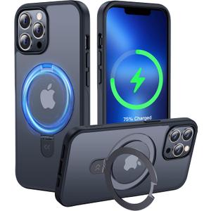 CASEKOO Designed for iPhone 12 Pro Max Case with Magnetic Invisible Stand [Military Drop Protection] [Compatible with MagSafe] Shockproof Slim Translucent Matte Promax Case 6.7 Inch, Black