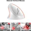 SANWA 2.4G Wireless Left Handed Mouse, Ergonomic Left Hand Vertical Mouse for Small Medium Hands, 5 Buttons, 800/1200/1600 DPI, Blue LED Sensor, Compatible with Laptop, PC, Mac, Windows, White
