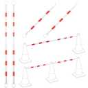 Kanayu 4 Pcs 4-6.9 ft Retractable Cone Bar Extendable Traffic Safety Cone Bar with Reflective Film Barricade for Parking, Road Construction,Cone Not Include (Red, White)