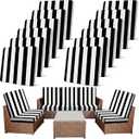 Newwiee 12 Pcs Patio Stretch Outdoor Cushion Covers Sofa Couch Cover Replacement Couch Slipcover Sofa Seat Chair Porch Patio Furniture Protector, Flexibility Washable (Black White, Stripes)