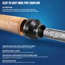 Supply Giant 6I8I Flexible Rubber Coupling with Stainless Steel Clamps, 4 Cast Iron/PVC x 6" Clay, Black