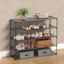 Jerry & Maggie 5 Tier Fabric Shoe Rack, 39 in W x 11 in D x 29 in H, Waterproof and Durable Non-Woven Material, Can Store 20-25 Pairs of Shoes (Black)