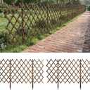 ShopLaLa Garden Fence (2 Pack, Total 12ft) Expandable Wooden Lattice Panels for Climbing Plant, Decorative Wood Support Trellis Flower Bed Edging Animal Barrier Yard Lawn Landscape Patio Outdoor Decor