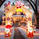 10FT Christmas Inflatables Outdoor Decorations, Inflatable Gingerbread Man Christmas Arch with LED, Blow up Xmas Decorations for Holiday Porch Patio Yard Party Garden Decor