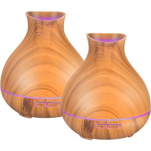 BZseed Aromatherapy Essential Oil Diffuser,2 PCS Humidifier with 550ml Lasting Mist Output Waterless Auto-Off Ultrasonic Diffusers 7 Color LED Lights Cool Mist Humidifier for Large Room, Home (2 X Brown)