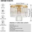 12.6" Gold Crystal Modern Crystal Ceiling Light Fixture, 2-Tier Luxury K9 Crystal, for Dining Room, Kitchen, Island, Living Room, Bedroom