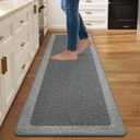 Non Slip Kitchen Mat Washable, Absorbent Kitchen Mats for Floor, Soft Woven Standing Floor Mat Sink Mat, Rubber Backing Runner Rugs for Kitchen, Sink and Laundry, Easy to Clean, 17x59", Grey