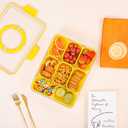 Patent Divided Serving Tray with Lid & Handle - Snackle Box Organizer for Charcuterie, Veggies, Fruits, Candy - Portable Food Storage for Travel, Beach, Picnics1 pcs, Yellow