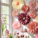 Geyee 18 Pcs Mexican Paper Flowers Colorful Fiesta Tissue Paper Flowers Pom Poms Mexican Carnival for Floral Party Backdrop Wedding Birthday Party Craft (Vintage Color,12" 14" 20")