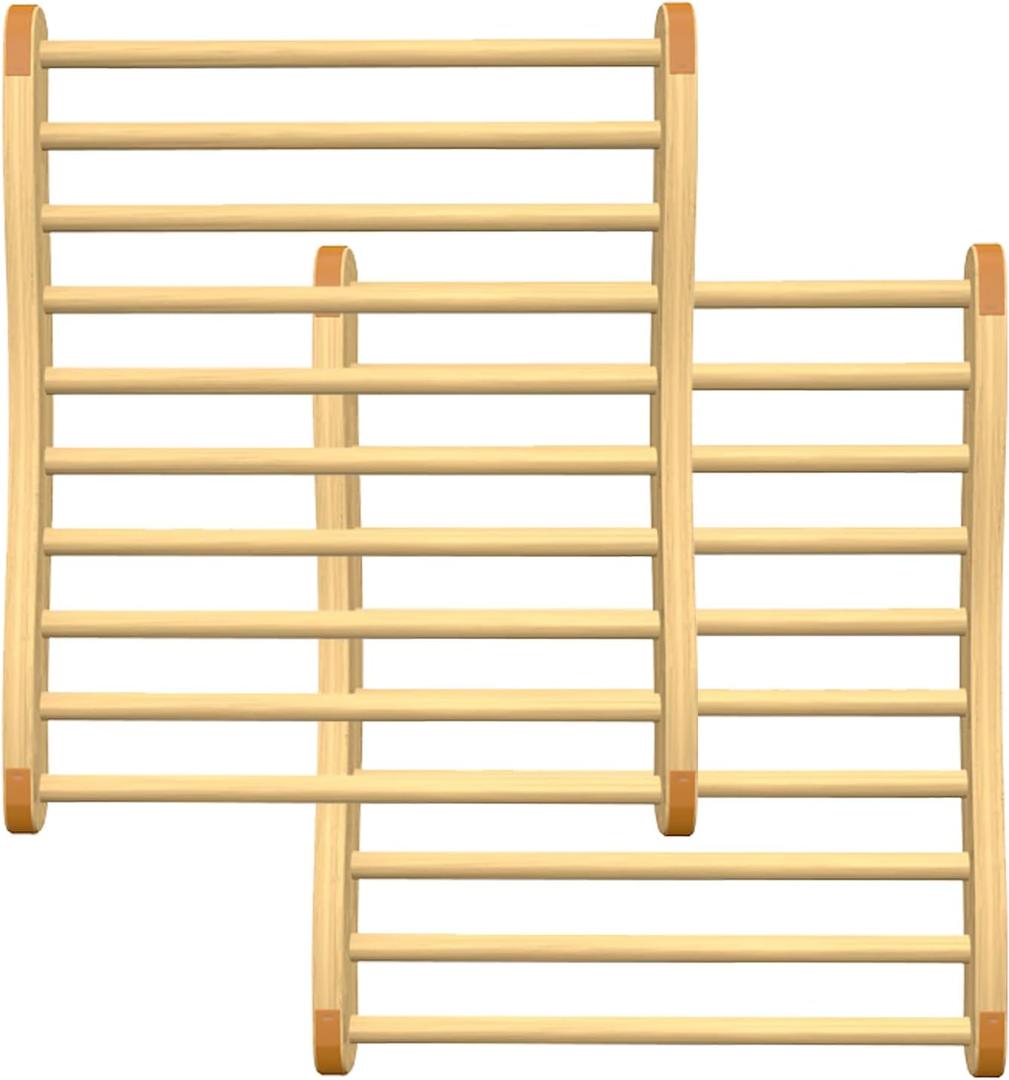Sauna Backrest 2 Pack, Comfortable S-Shape Design Sauna Chair with Back, Slip-Resistant Natural Wood Sauna Accessories for Any Barrel or Infrared Sauna