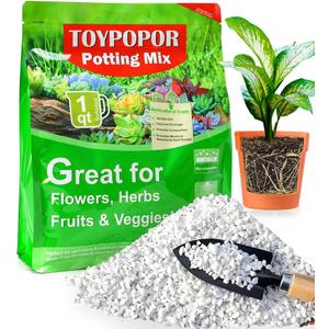 2 x TOYPOPOR Perlite for Plants, 3-6mm Organic Perlite for Gardening, Perlite for Plants Indoor, Soil Additive Conditioner Mix Improve Drainage and Ventilation Promote Root Growth and Soil Health 1qt