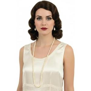 H&Bwig 1920s Wig Flapper Wigs Long Curly Wig for Women 20's Party Cosplay Brown Vintage Wigs Halloween Costume