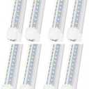 Led Shop Lights,Led Shop Lights 4FT 50W 6500K 7000LM Clear White,Shop Light 4FT 110V Linkable Integrated V-Shape for Shop Garage,Warehouse,Workbench and Workshop Commercial Bay Lighting(8-Pack)